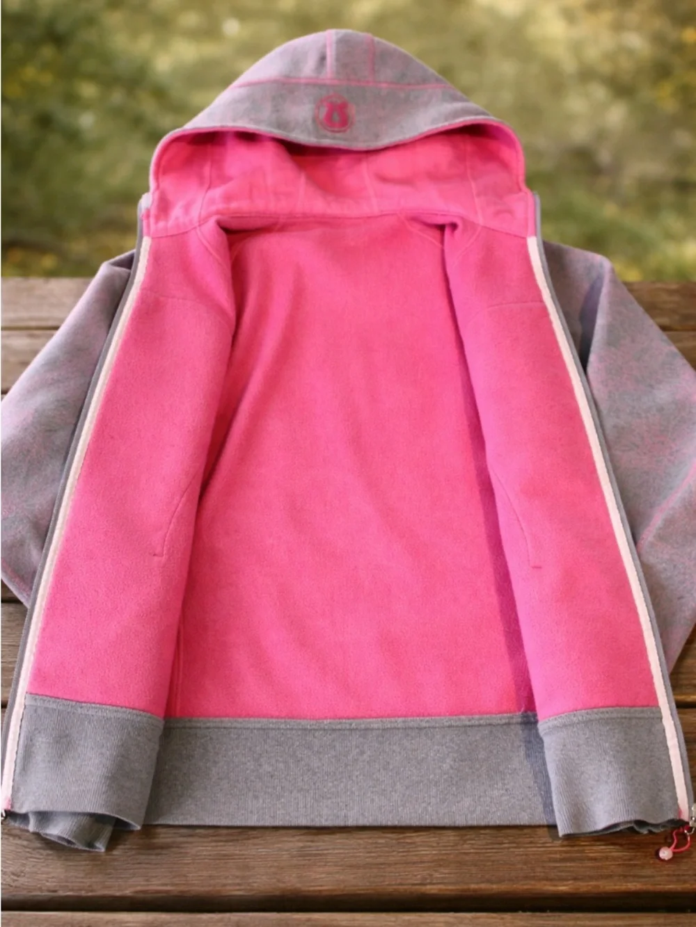 Lululemon Gray & Pink Fleece-Lined Zip Hoodie – Athletic Fit, Soft & Cozy - Picture 3 of 3